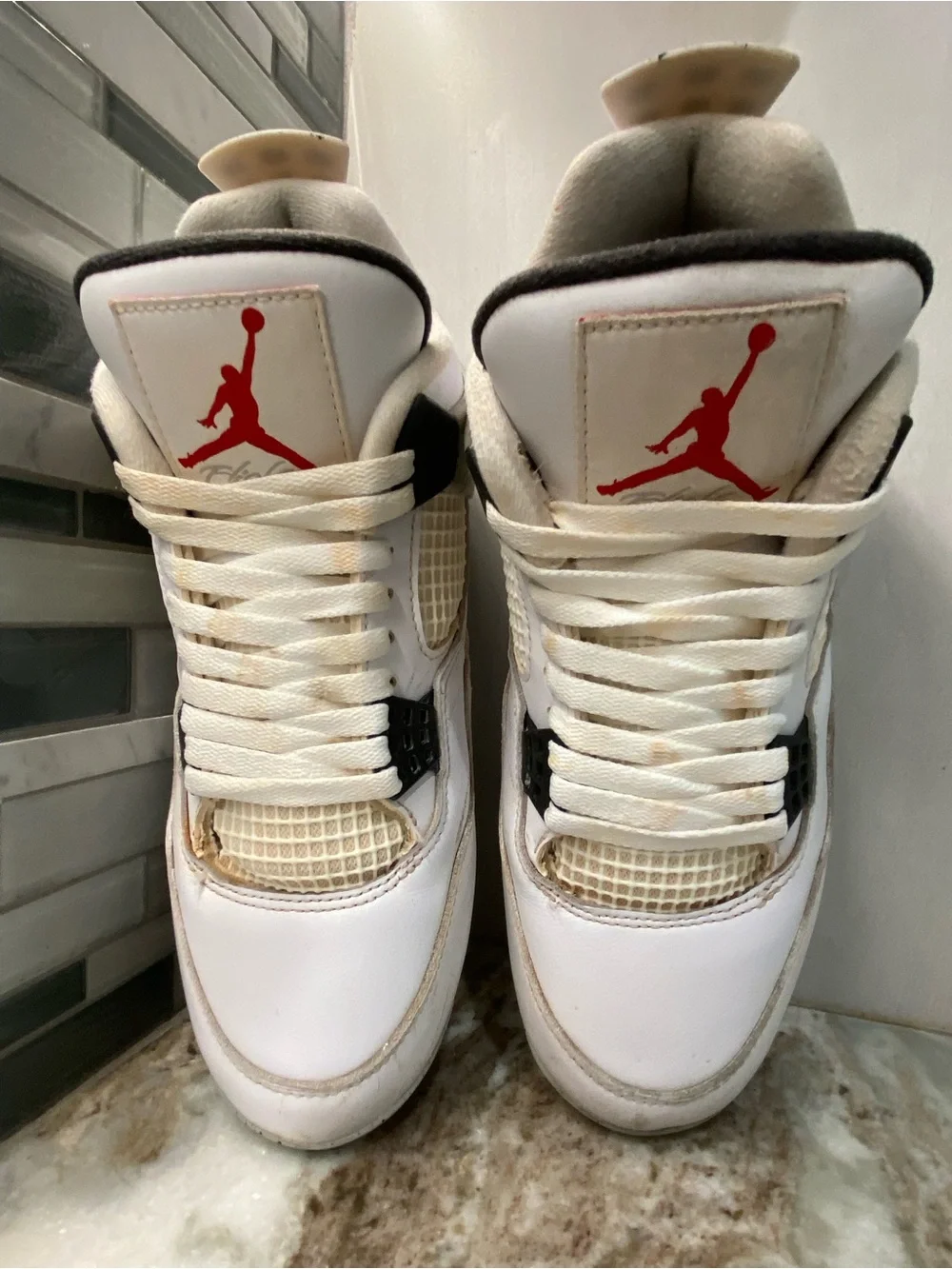 Air Jordan 4 Retro MCS Cleats - White Cement (Men's Size 8)